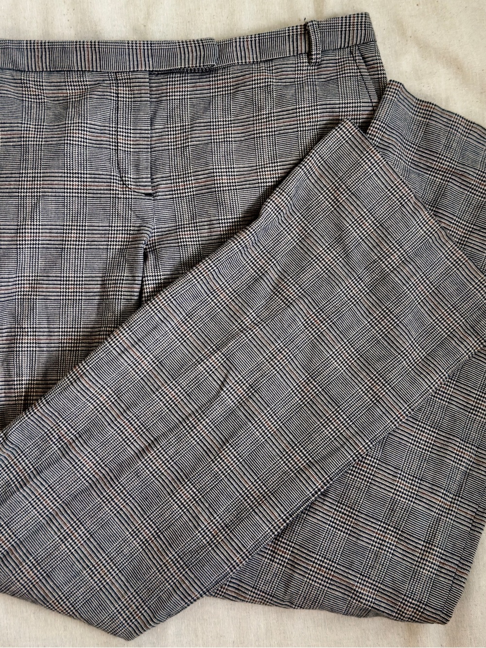LOFT Glen Plaid Dress Pants in Gray and Black